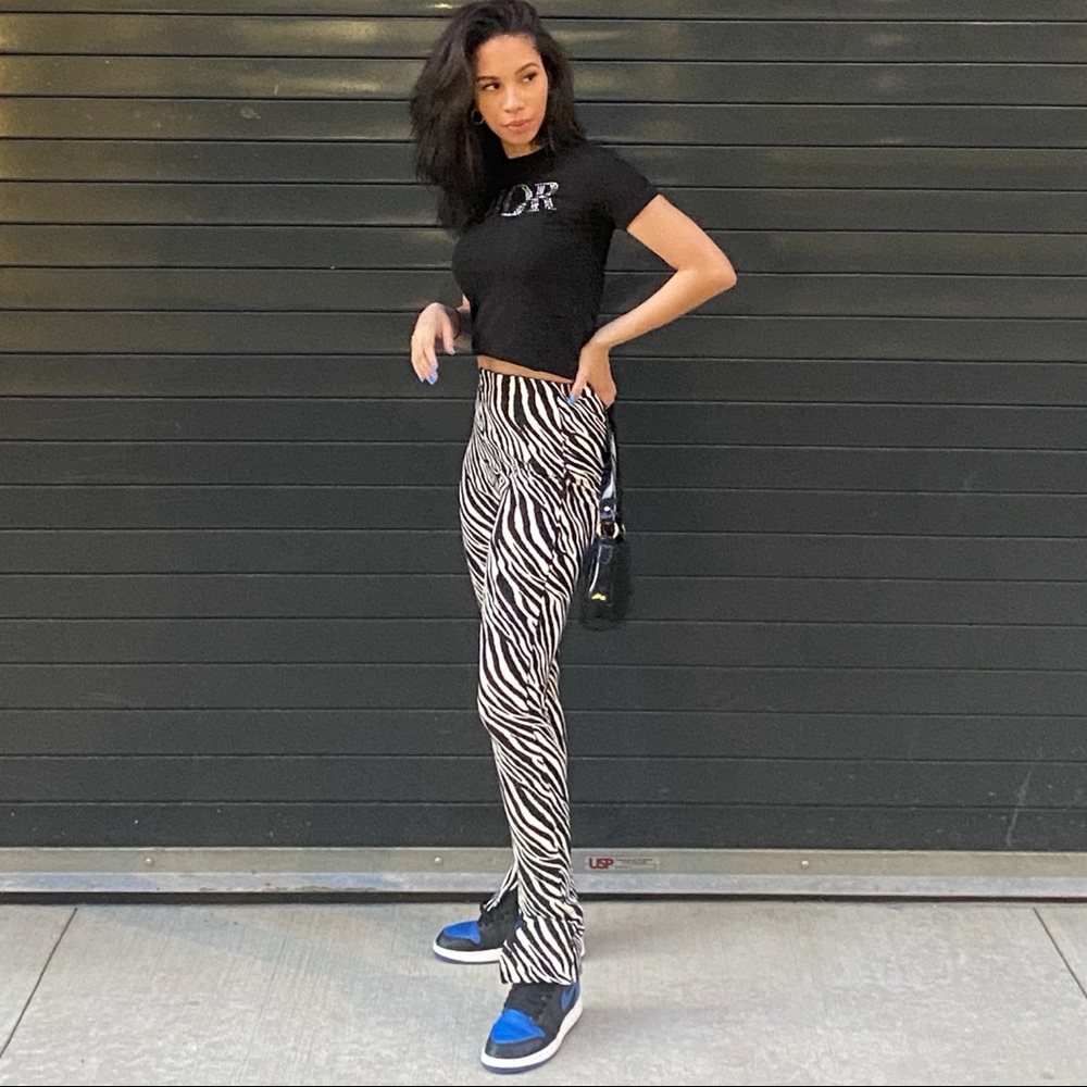 Zara Zebra Print leggings with slit